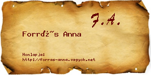 Forrás Anna névjegykártya