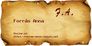 Forrás Anna névjegykártya