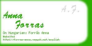 anna forras business card